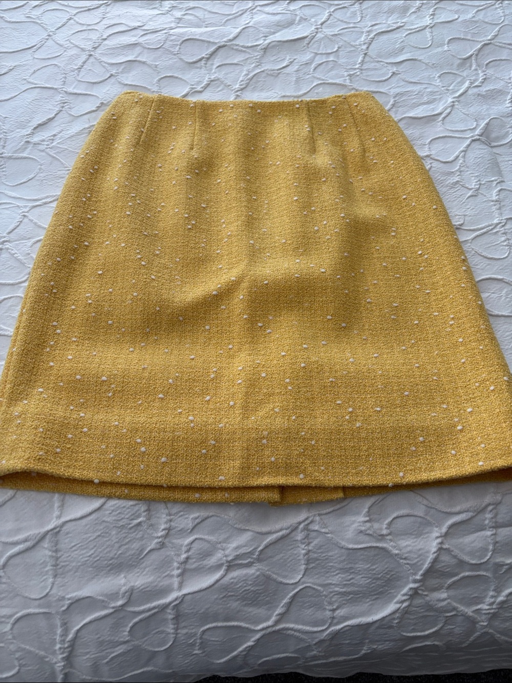 Carlisle Yellow Tweed Mini Skirt with Pearl Dots